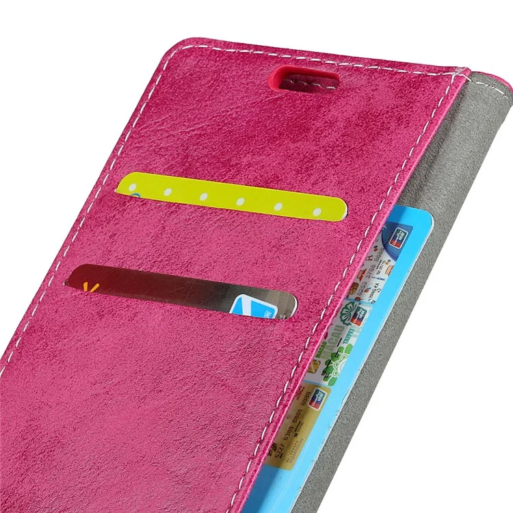 Vintage Style Leather Wallet Stand Phone Shell for Meizu M6 Note - Rose