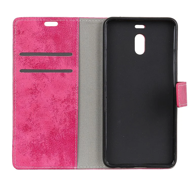 Vintage Style Leather Wallet Stand Phone Shell for Meizu M6 Note - Rose