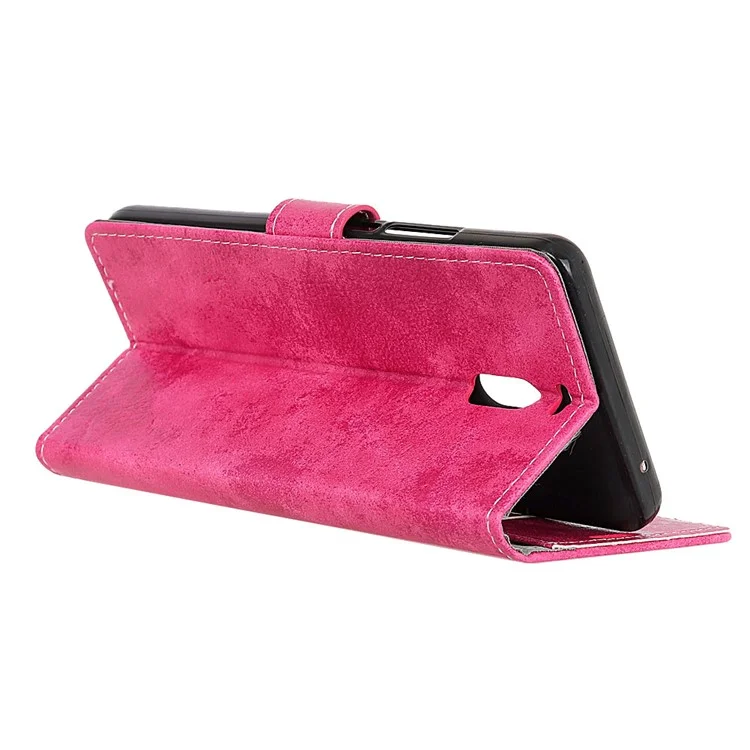 Vintage Style Leather Wallet Stand Phone Shell for Meizu M6 Note - Rose