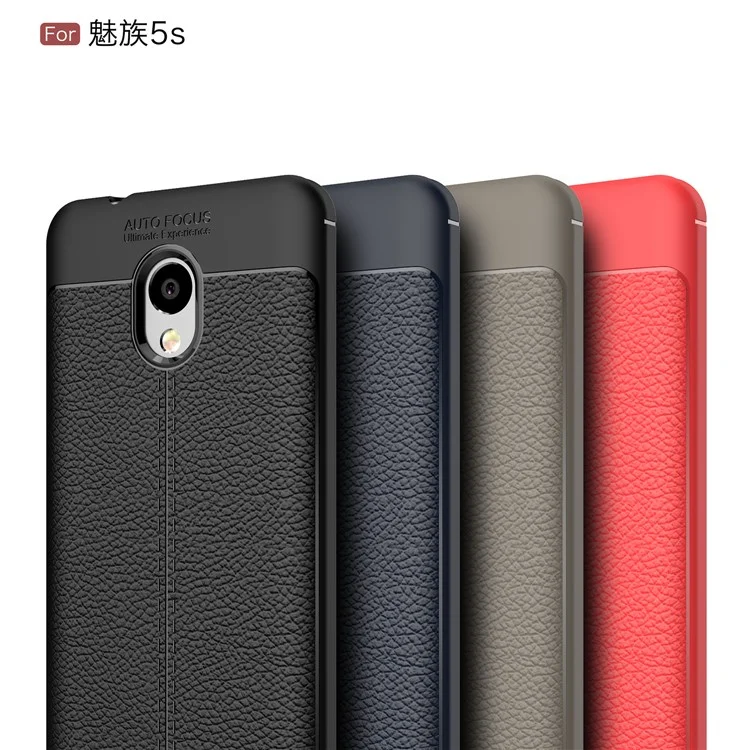 Litchi Grain Soft TPU Back Cover for Meizu M5s - Black