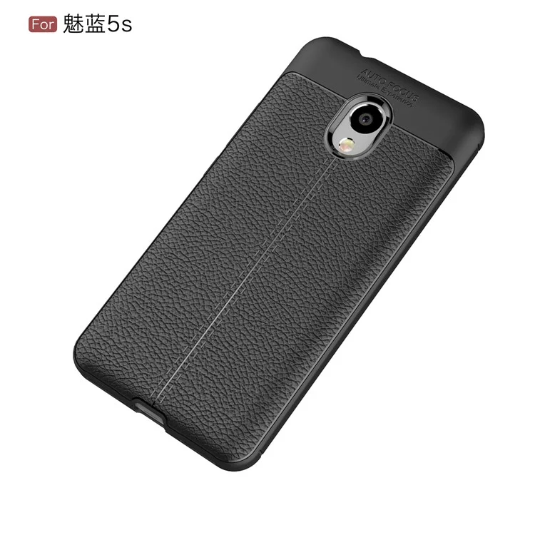 Litchi Grain Soft TPU Back Cover for Meizu M5s - Black