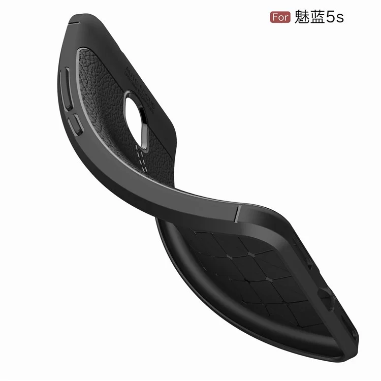 Litchi Grain Soft TPU Back Cover for Meizu M5s - Black