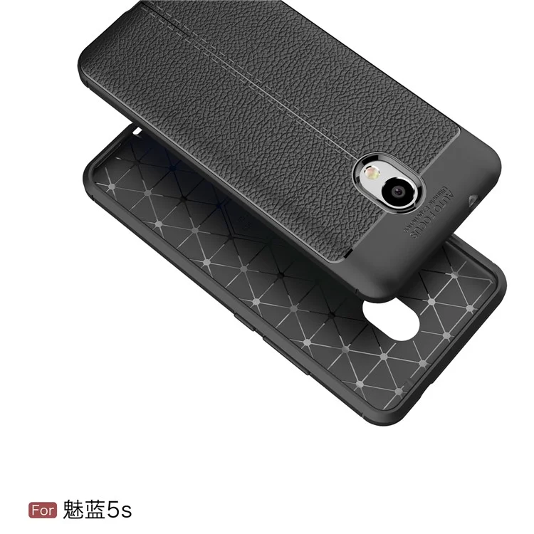 Litchi Grain Soft TPU Back Cover for Meizu M5s - Black