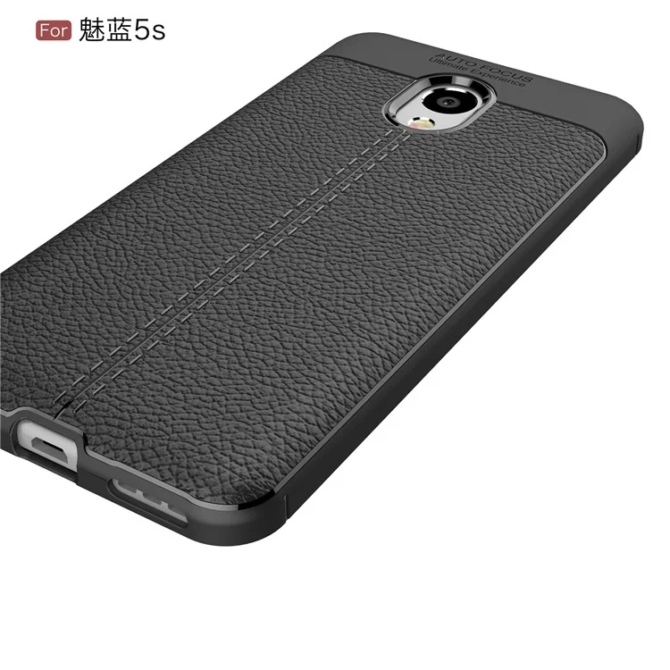 Litchi Grain Soft TPU Back Cover for Meizu M5s - Black