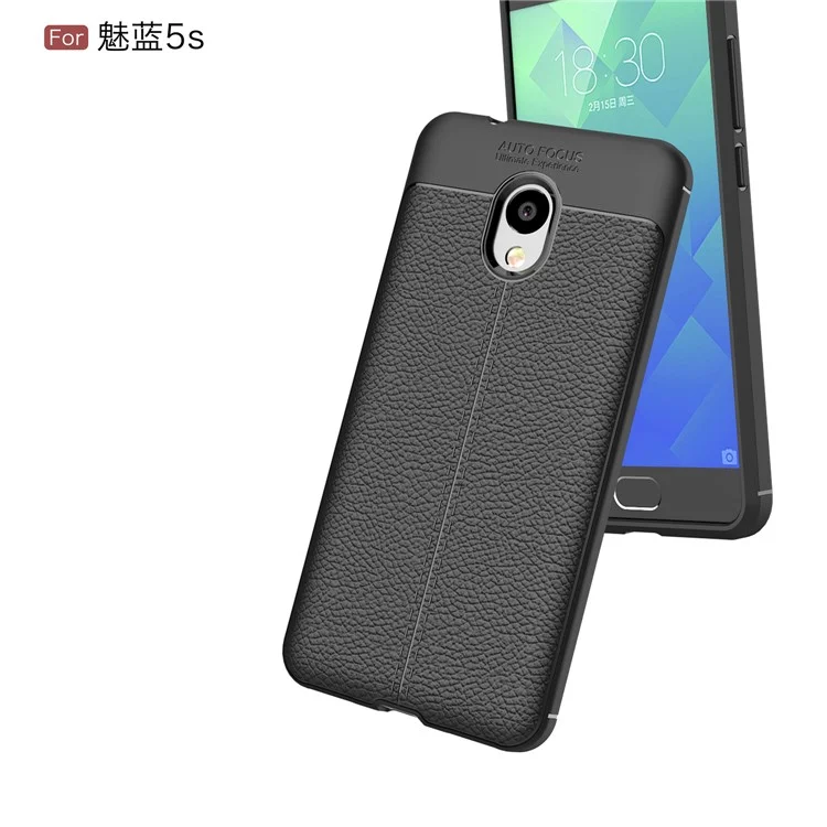 Litchi Grain Soft TPU Back Cover for Meizu M5s - Black