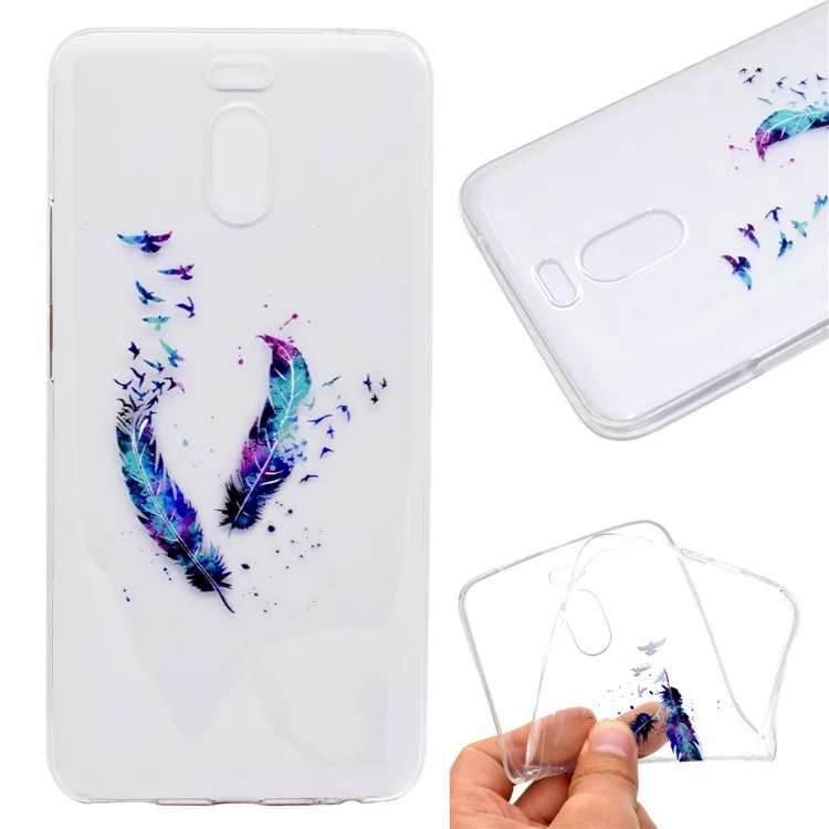 Ultra-thin Patterned Soft TPU Back Mobile Phone Protective Cover Case for Meizu M6 Note - Feather