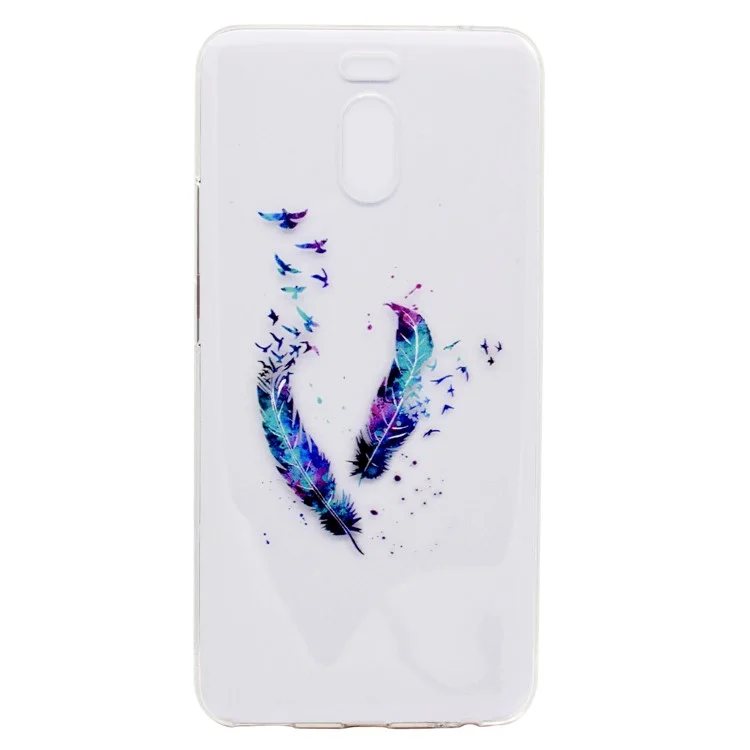 Ultra-thin Patterned Soft TPU Back Mobile Phone Protective Cover Case for Meizu M6 Note - Feather
