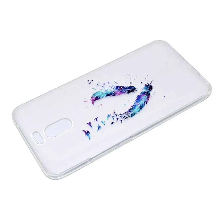 Ultra-thin Patterned Soft TPU Back Mobile Phone Protective Cover Case for Meizu M6 Note - Feather
