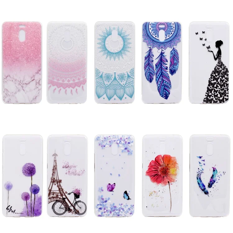 Ultra-thin Patterned Soft TPU Back Mobile Phone Protective Cover Case for Meizu M6 Note - Feather