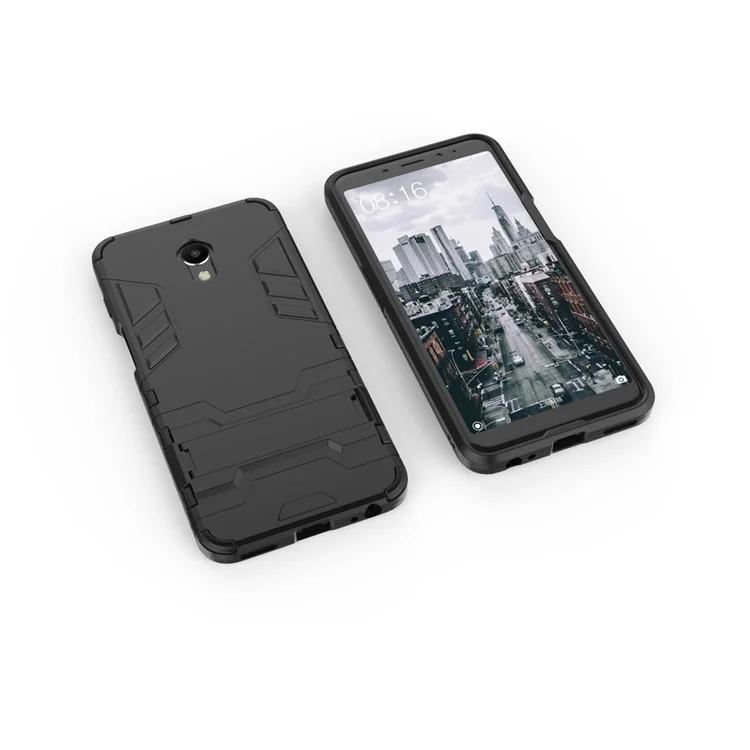 Cool Guard Kickstand Hybrid PC TPU Phone Case for Meizu M6s - Black