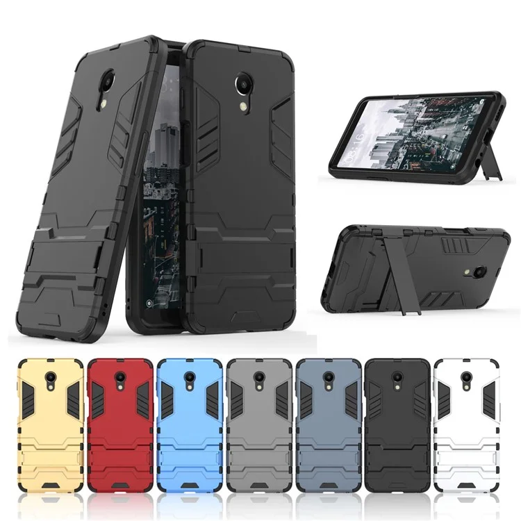 Cool Guard Kickstand Hybrid PC TPU Phone Case for Meizu M6s - Black