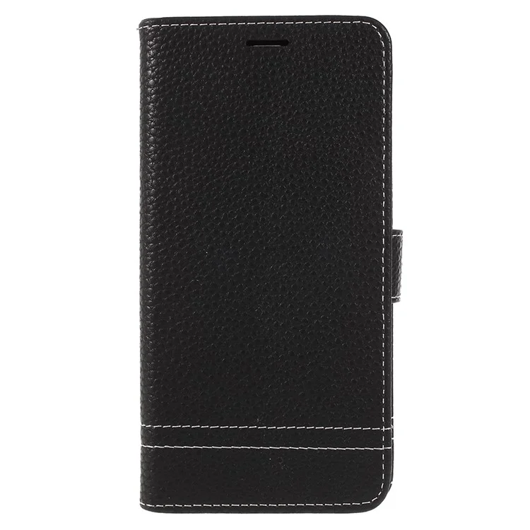 Litchi Texture Wallet Stand Leather Flip Case for Meizu M6 Note - Black
