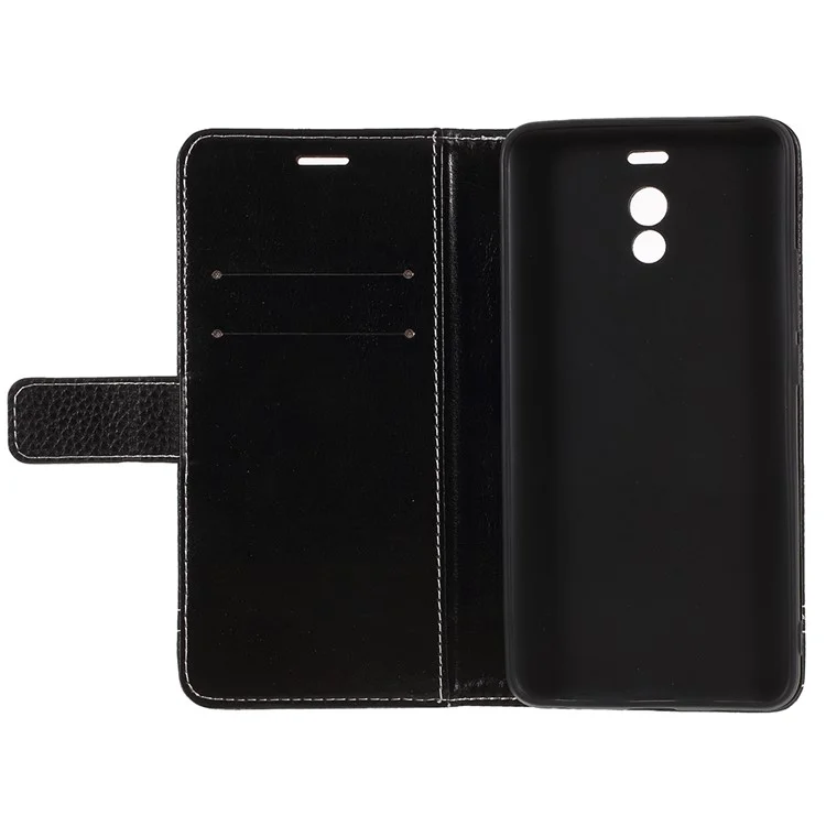 Litchi Texture Wallet Stand Leather Flip Case for Meizu M6 Note - Black