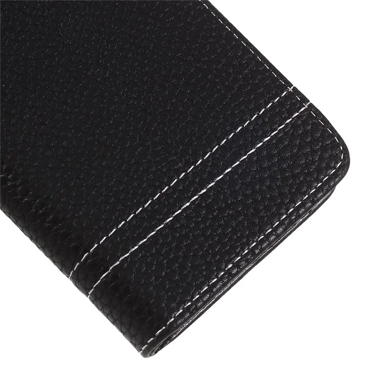 Litchi Texture Wallet Stand Leather Flip Case for Meizu M6 Note - Black
