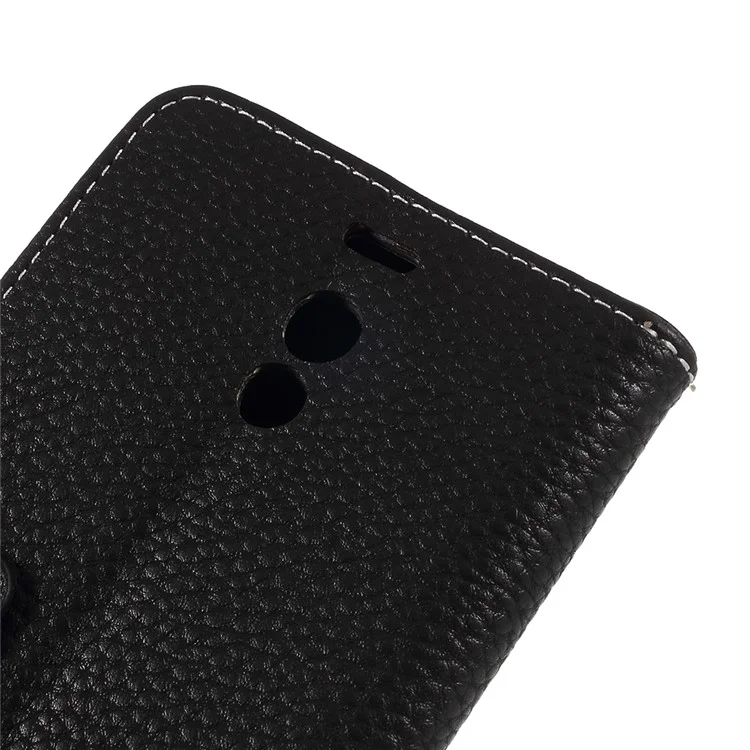 Litchi Texture Wallet Stand Leather Flip Case for Meizu M6 Note - Black