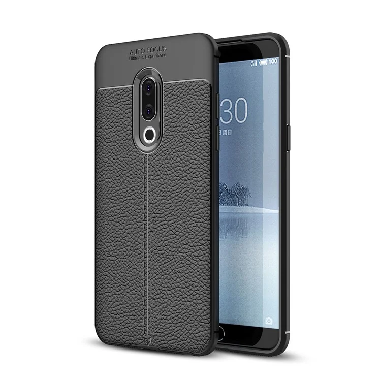 Litchi Texture TPU Back Case for Meizu 15 Plus - Black