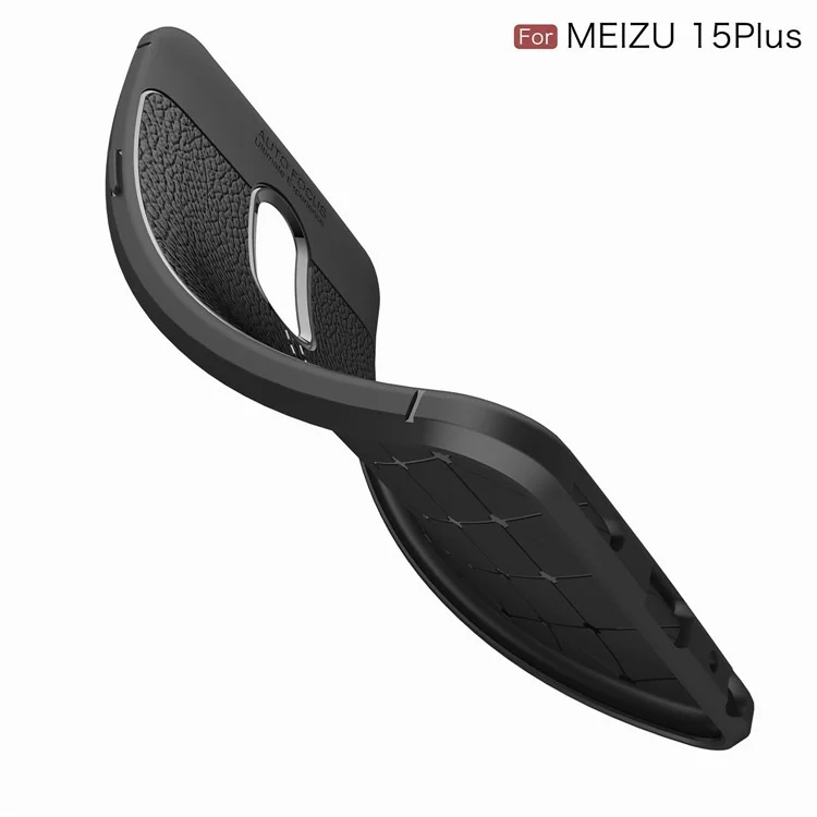 Litchi Texture TPU Back Case for Meizu 15 Plus - Black