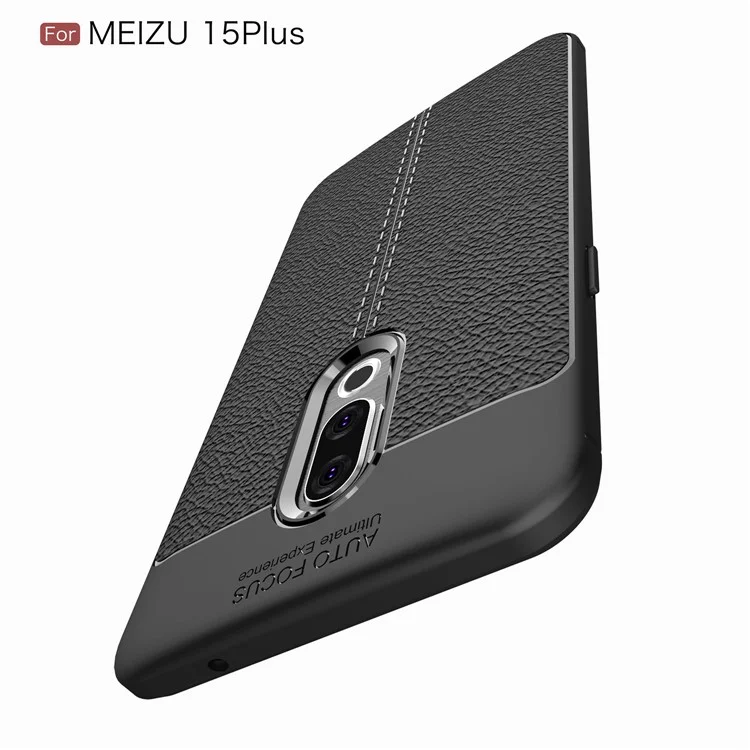 Litchi Texture TPU Back Case for Meizu 15 Plus - Black