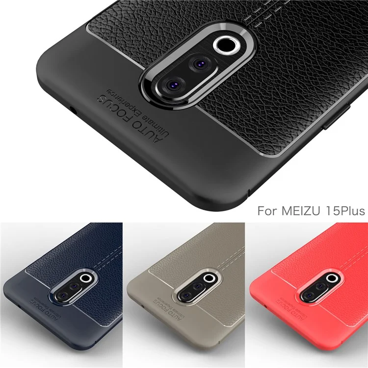 Litchi Texture TPU Back Case for Meizu 15 Plus - Black