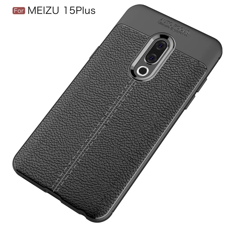 Litchi Texture TPU Back Case for Meizu 15 Plus - Black