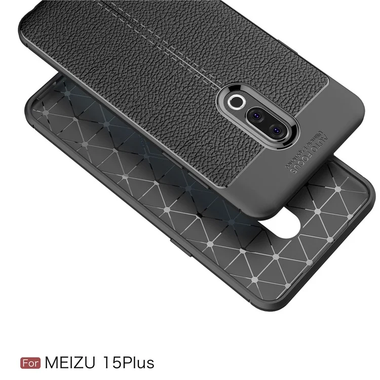 Litchi Texture TPU Back Case for Meizu 15 Plus - Black