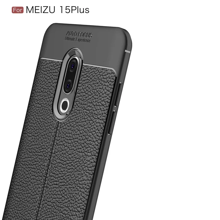 Litchi Texture TPU Back Case for Meizu 15 Plus - Black