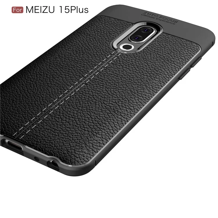 Litchi Texture TPU Back Case for Meizu 15 Plus - Black
