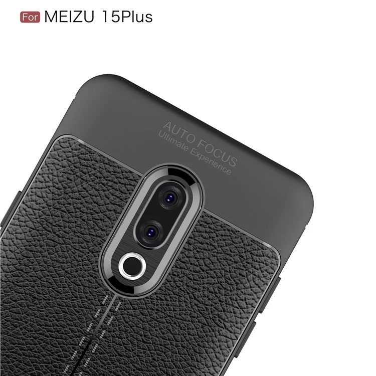 Litchi Texture TPU Back Case for Meizu 15 Plus - Black