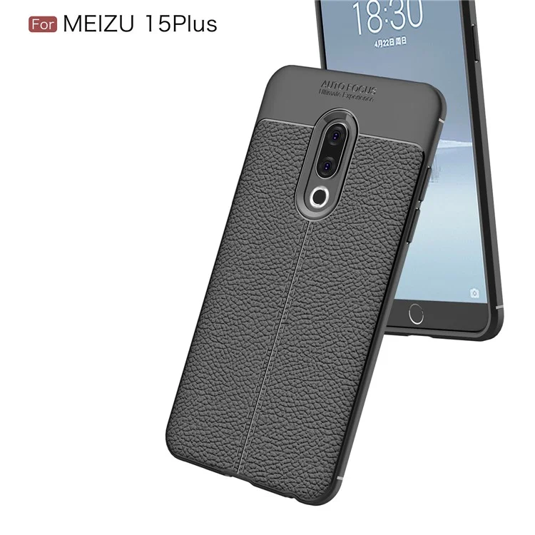Litchi Texture TPU Back Case for Meizu 15 Plus - Black