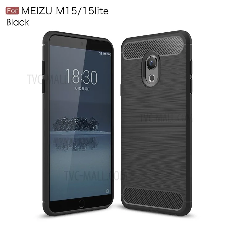 Carbon Fibre Brushed TPU Case for Meizu 15 Lite - Black