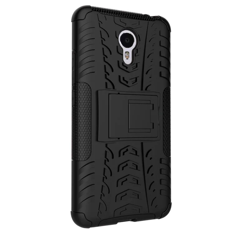 Snap-on Anti-slip PC + TPU Hybrid Case with Kickstand for Meizu m3 note - Black