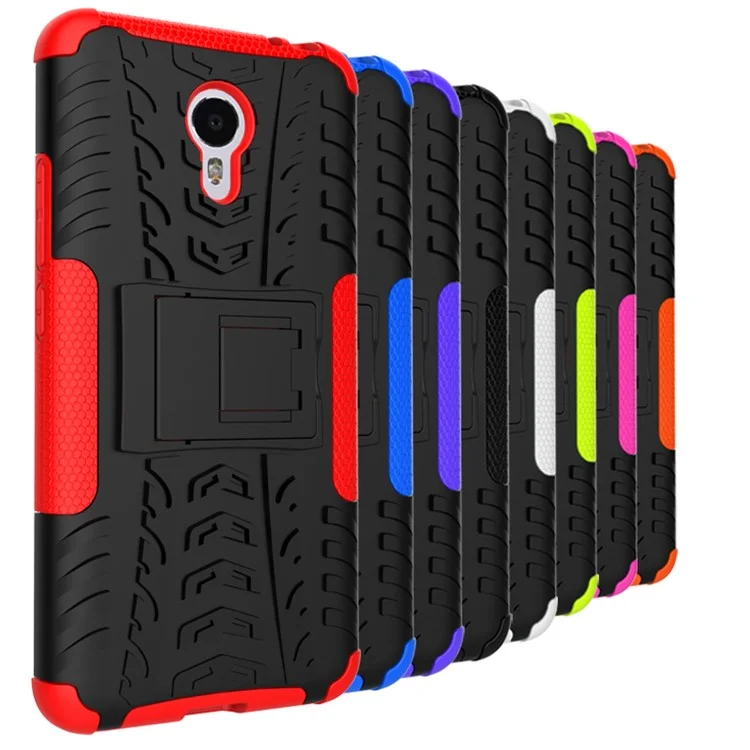 Snap-on Anti-slip PC + TPU Hybrid Case with Kickstand for Meizu m3 note - Black