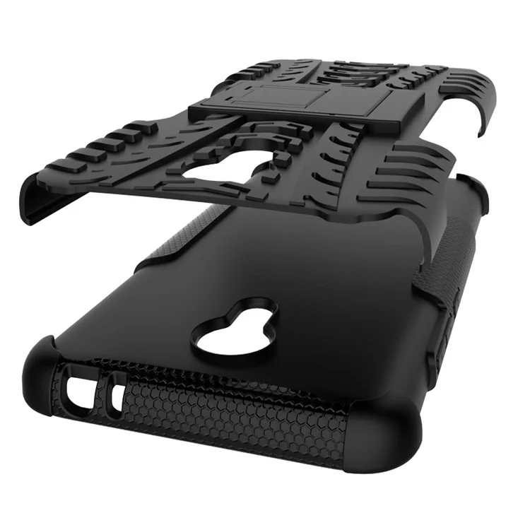 Snap-on Anti-slip PC + TPU Hybrid Case with Kickstand for Meizu m3 note - Black