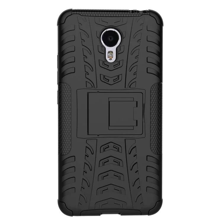 Snap-on Anti-slip PC + TPU Hybrid Case with Kickstand for Meizu m3 note - Black