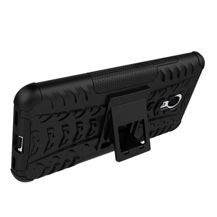 Snap-on Anti-slip PC + TPU Hybrid Case with Kickstand for Meizu m3 note - Black