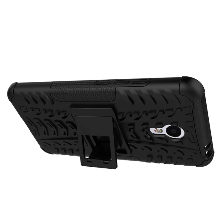 Snap-on Anti-slip PC + TPU Hybrid Case with Kickstand for Meizu m3 note - Black