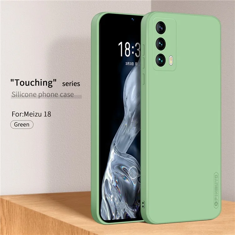 PINWUYO Soft Silicone Cover for Meizu 18 / 18S, Precise Cutouts Smooth Texture Shockproof Protective Phone Case - Green