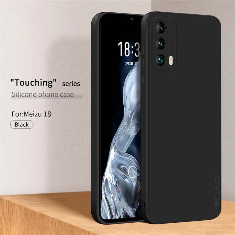 PINWUYO Zachte Siliconen Hoesje voor Meizu 18 / 18S, Precieze Uitsparingen, Soepele Textuur, Stootvaste Beschermmende Telefoonhoes - Zwart