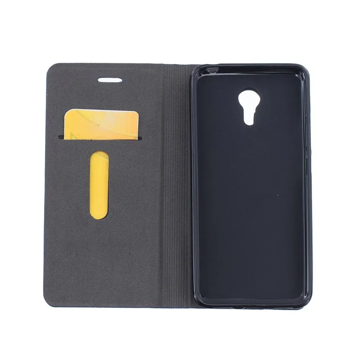 Two-color Linen Texture Leather Stand Case for Meizu m3 note - Dark Grey