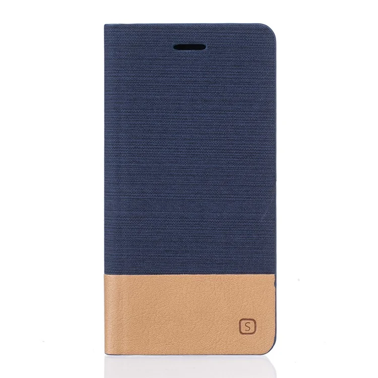 Two-color Linen Texture Leather Cover Case for Meizu m3 note - Dark Blue