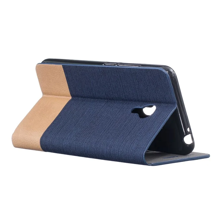 Two-color Linen Texture Leather Cover Case for Meizu m3 note - Dark Blue