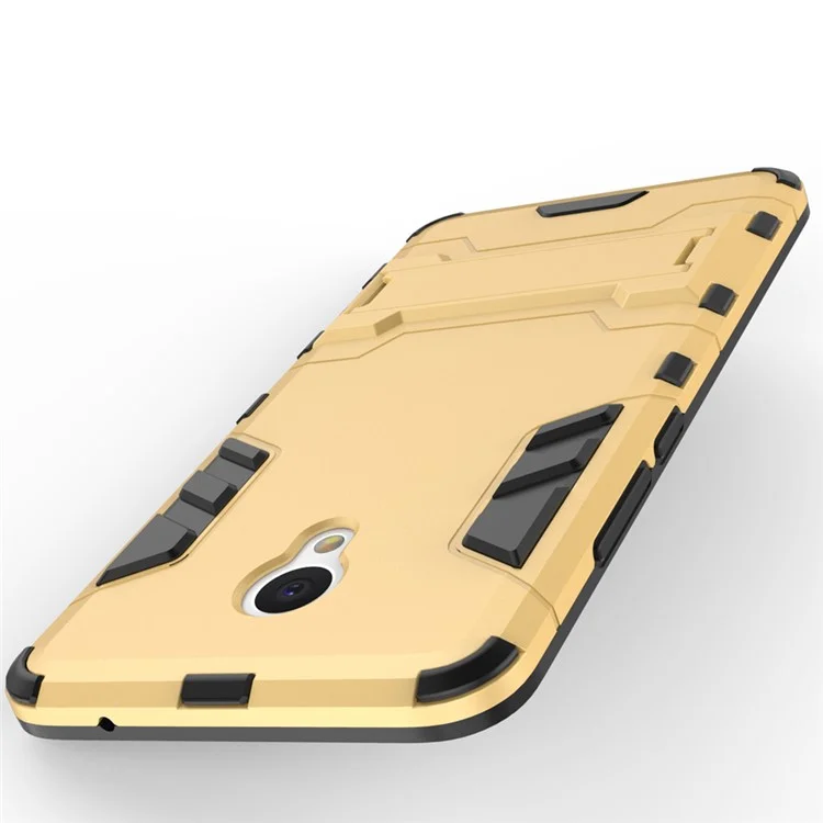 Solid PC + TPU Hybrid Case Cover with Kickstand for Meizu m3e - Gold