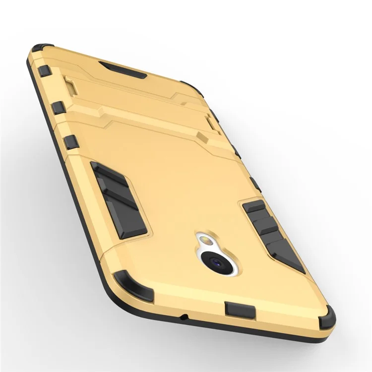 Solid PC + TPU Hybrid Case Cover with Kickstand for Meizu m3e - Gold