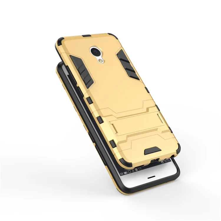 Solid PC + TPU Hybrid Case Cover with Kickstand for Meizu m3e - Gold