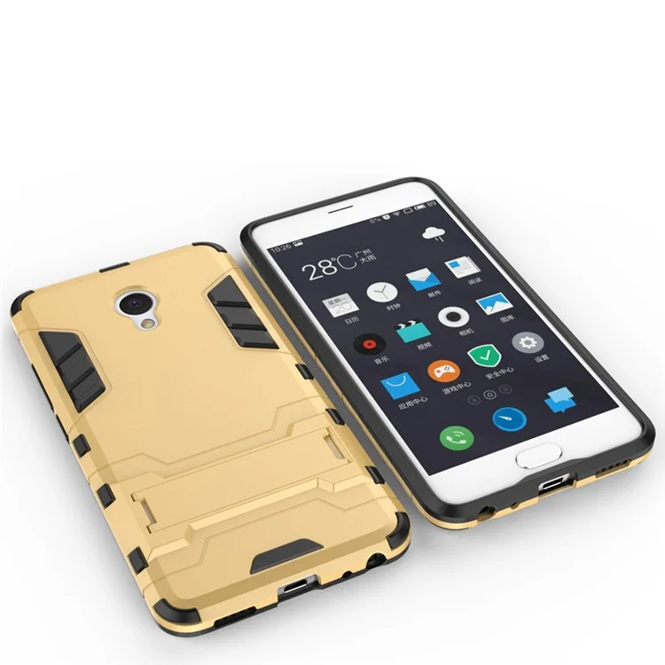 Solid PC + TPU Hybrid Case Cover with Kickstand for Meizu m3e - Gold