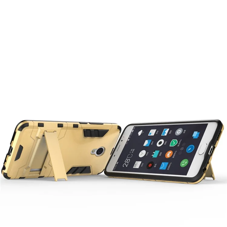 Solid PC + TPU Hybrid Case Cover with Kickstand for Meizu m3e - Gold