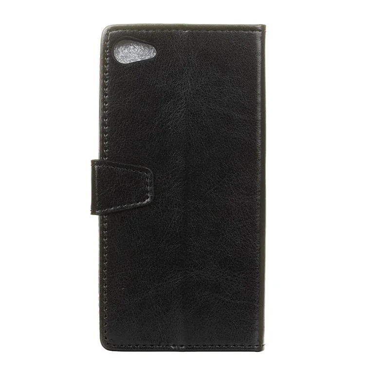 Crazy Horse Wallet Leather Stand Case for Meizu U10 - Black