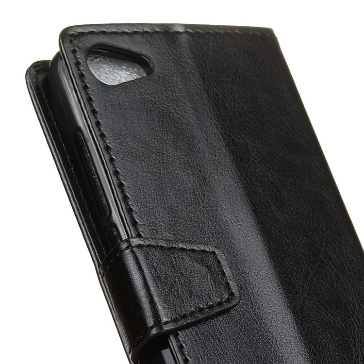 Crazy Horse Wallet Leather Stand Case for Meizu U10 - Black