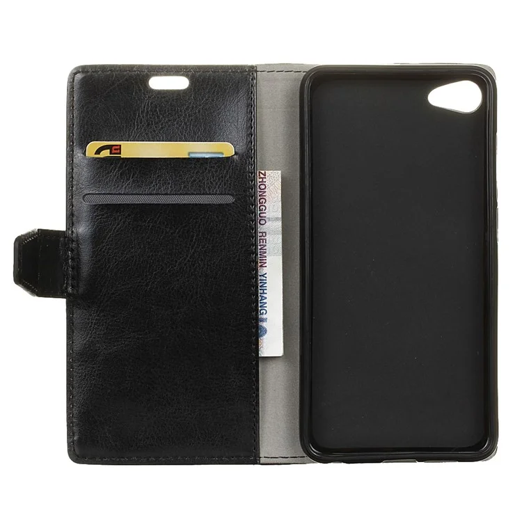 Crazy Horse Wallet Leather Stand Case for Meizu U10 - Black