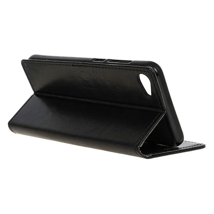 Crazy Horse Wallet Leather Stand Case for Meizu U10 - Black